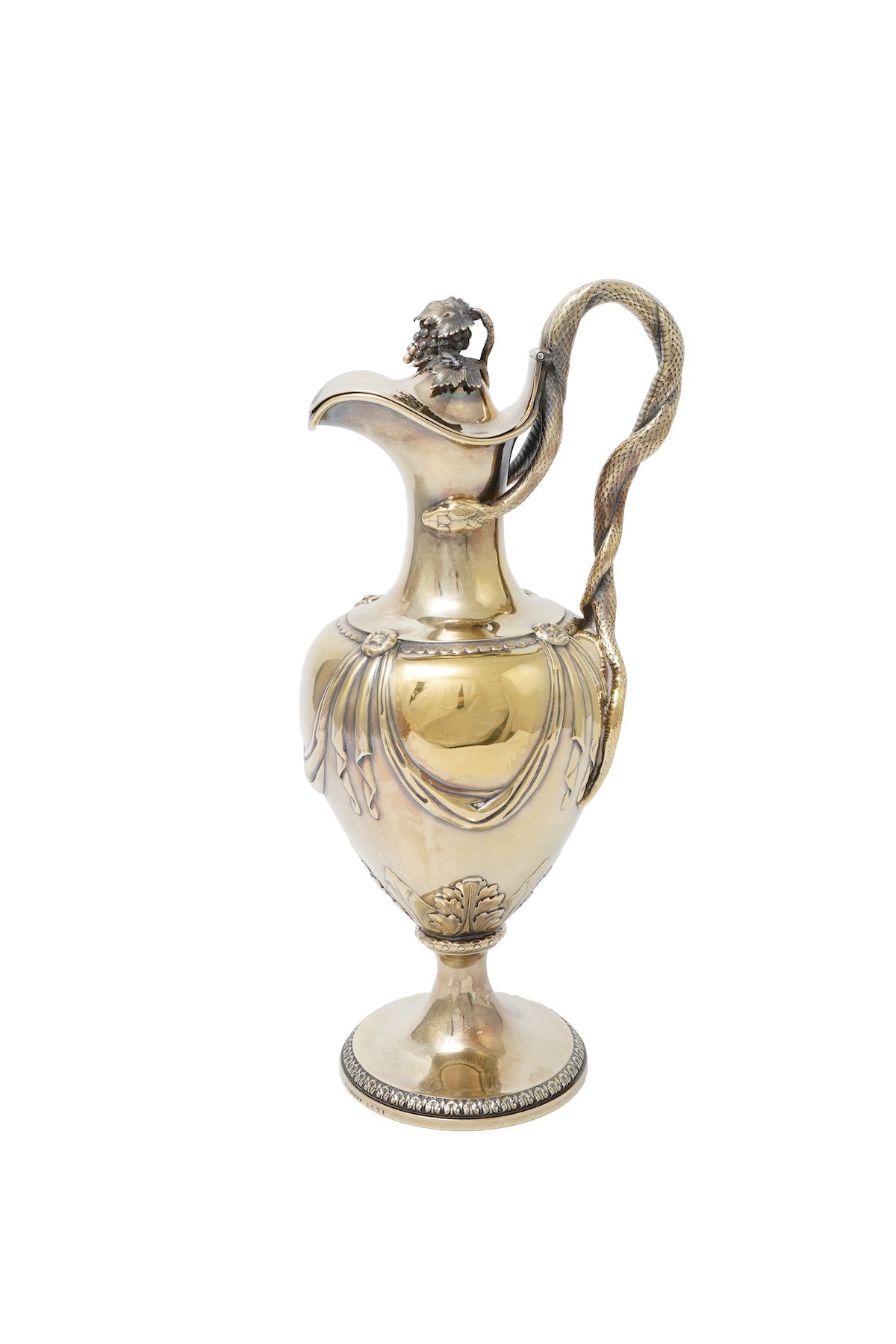 A good Victorian silver gilt pedestal claret jug by Hunt & Roskell, late Storr & Mortimer